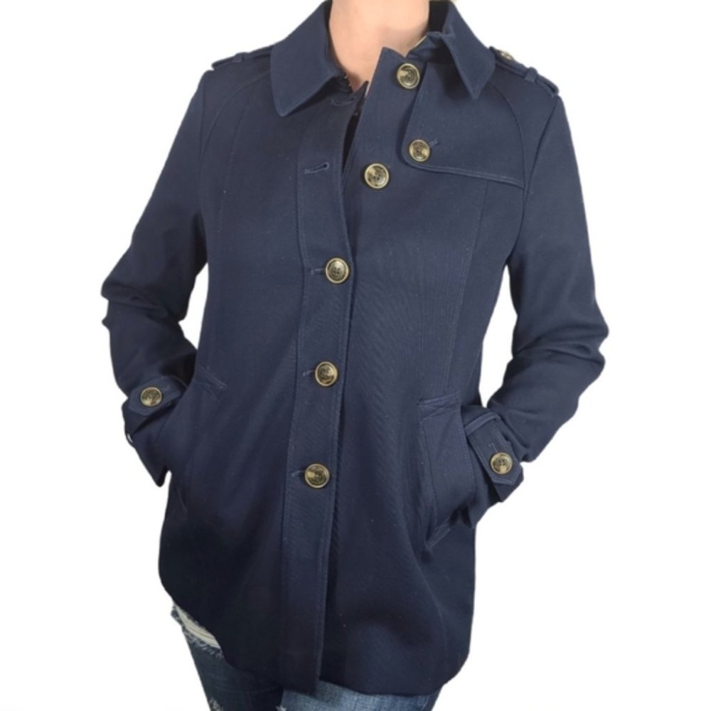 BLACK RIVET Navy Peacoat